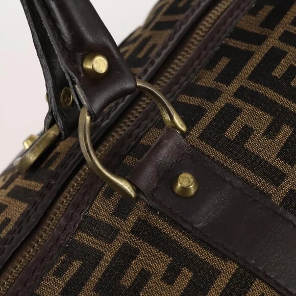 FENDI Zucca Canvas Boston Bag Black Brown Auth 141285 - Picture 8 of 16